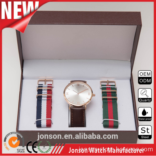 Oem your own brand alloy steel colorful nylon traop classic watch for couple